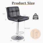 Set of 4 Adjustable PU Leather Bar Stools