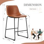 Stylish Faux Leather Bar Stools - Set of 4