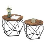 Rustic Round Coffee Table Set of 2