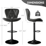 Bar Stool Set of 2 - Adjustable Swivel Chairs