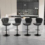 Bar Stool Set of 2 - Adjustable Swivel Chairs