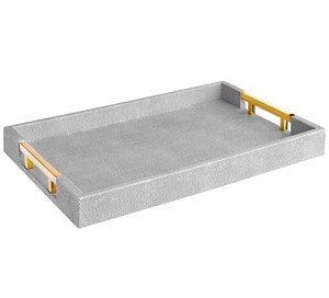 Stylish Gray Coffee Table with Gold Handles