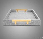 Stylish Gray Coffee Table with Gold Handles