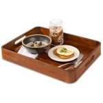 Acacia Wooden Serving Tray with Handles - 17x13 inch