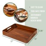 Acacia Wooden Serving Tray with Handles - 17x13 inch