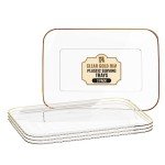 3 Pack Gold Plastic Serving Trays for Parties