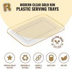 3 Pack Gold Plastic Serving Trays for Parties