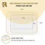 3 Pack Gold Plastic Serving Trays for Parties