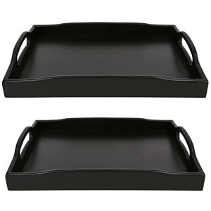 Black Bamboo Serving Tray Set for Mancave
