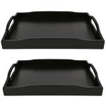 Black Bamboo Serving Tray Set for Mancave