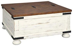 Farmhouse Square Storage Coffee Table - Distressed White