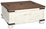 Farmhouse Square Storage Coffee Table - Distressed White