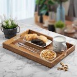 Large Acacia Wood Serving Tray with Handles