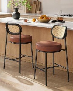 VASAGLE Set of 2 Brown Bar Stools