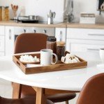 Large Acacia Wood Serving Tray with Handles