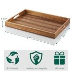 Large Acacia Wood Serving Tray with Handles