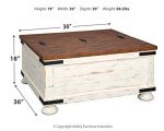 Farmhouse Square Storage Coffee Table - Distressed White