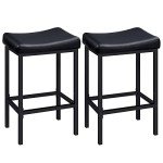 Set of 2 Curved Bar Stools - Black