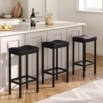 Set of 2 Curved Bar Stools - Black