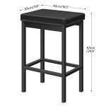 Set of 2 Black Bar Stools for Mancave