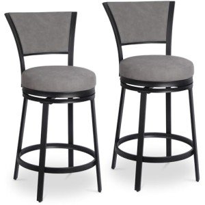 Set of 2 Gray Swivel Bar Stools