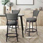 Set of 2 Gray Swivel Bar Stools