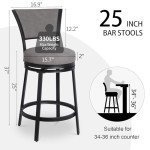 Set of 2 Gray Swivel Bar Stools