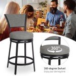 Set of 2 Gray Swivel Bar Stools