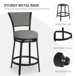 Set of 2 Gray Swivel Bar Stools