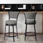 Set of 2 Gray Swivel Bar Stools