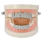 18K Gold Plated Iced-Out Grillz with Molding Bars