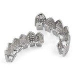 18K Gold Plated Iced-Out Grillz with Molding Bars