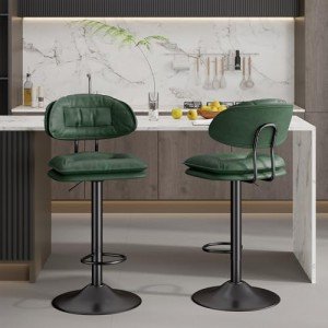 Modern Adjustable Bar Stools Set of 2 - Green