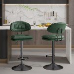 Modern Adjustable Bar Stools Set of 2 - Green