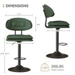 Modern Adjustable Bar Stools Set of 2 - Green