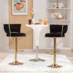 Stylish Adjustable Velvet Bar Stools Set of 2