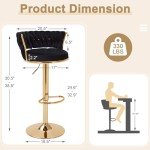 Stylish Adjustable Velvet Bar Stools Set of 2