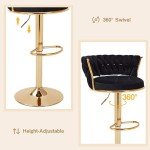 Stylish Adjustable Velvet Bar Stools Set of 2