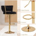 Stylish Adjustable Velvet Bar Stools Set of 2