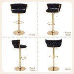Stylish Adjustable Velvet Bar Stools Set of 2