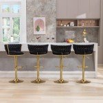 Stylish Adjustable Velvet Bar Stools Set of 2
