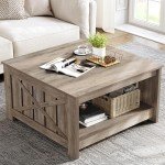 Rustic Grey Farmhouse Coffee Table with Storage