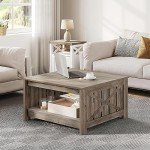 Rustic Grey Farmhouse Coffee Table with Storage