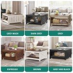 Rustic Grey Farmhouse Coffee Table with Storage