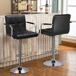 Adjustable Black Bar Stools with Armrests - 4 Pack