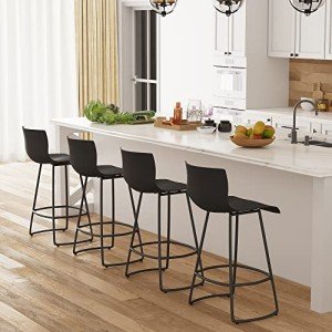 Modern Swivel Bar Stools Set of 4 – Black