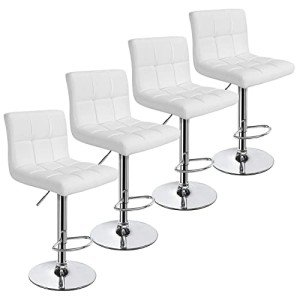 Modern Adjustable Swivel Bar Stools Set of 4