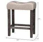 Set of 2 Taupe Tufted Counter Height Stools