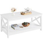 Yaheetech 2-Tier White Coffee Table with Storage