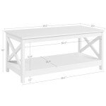Yaheetech 2-Tier White Coffee Table with Storage